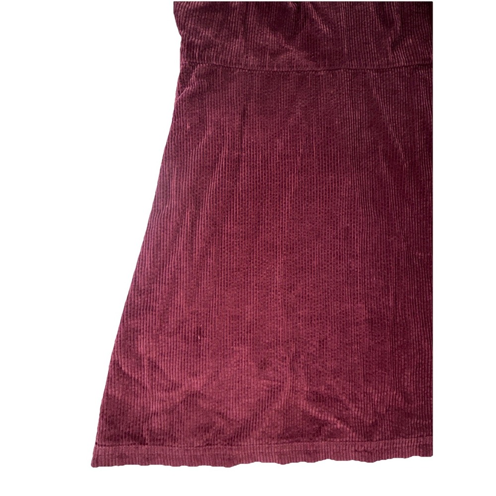 American Eagle Size Medium Corduroy Skirt Overall Dress Wine Adjustable Straps - Picture 3 of 16